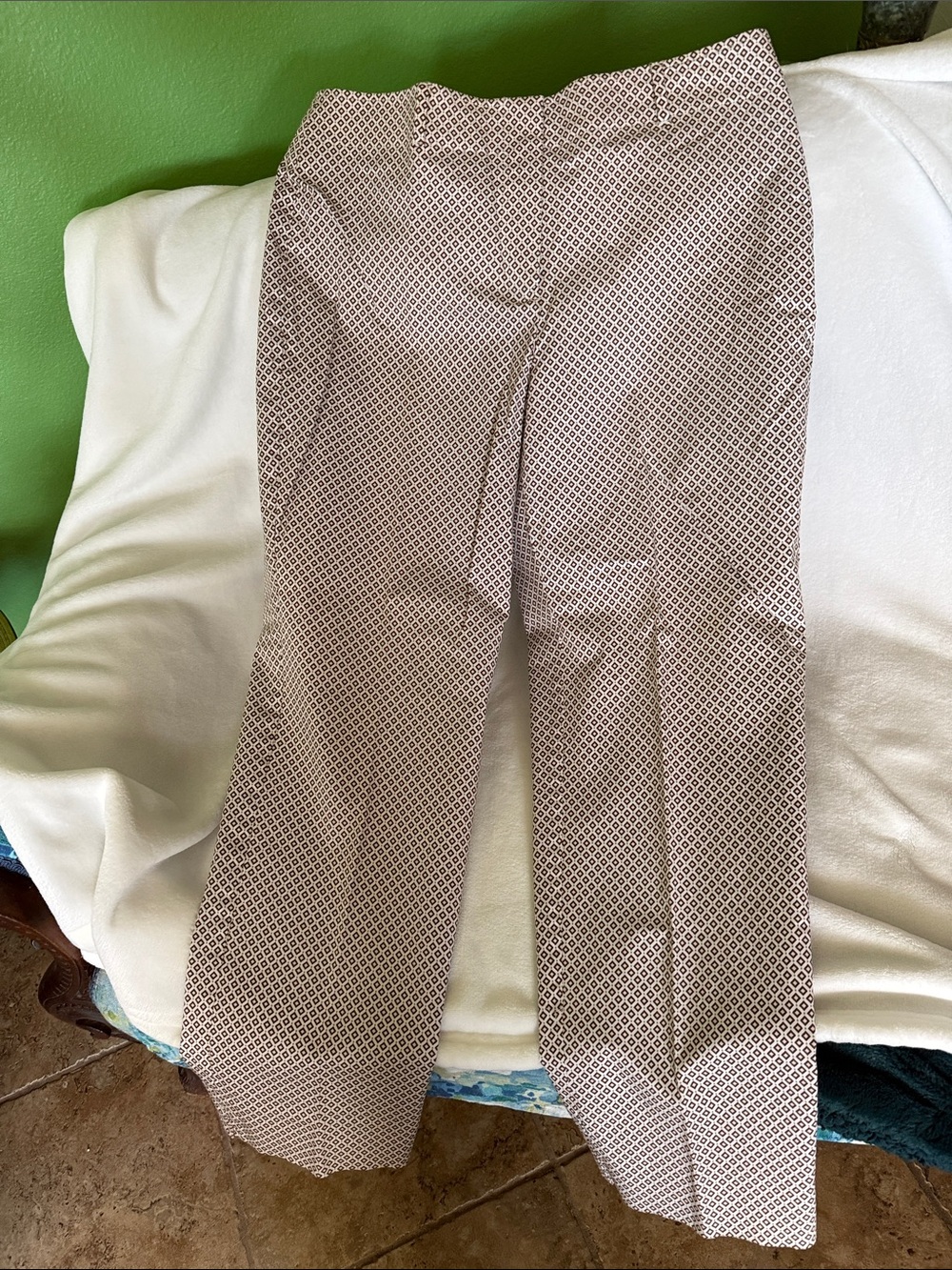 Talbots Beige and Cream Geometric Ankle Pants